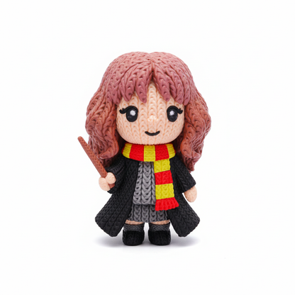 Boneco Hermione 3D Estilo Crochet - Fundo Branco