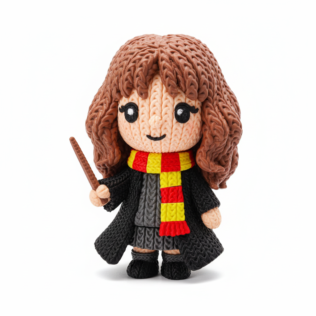 Boneco Hermione 3D Estilo Crochet - Vista Frontal