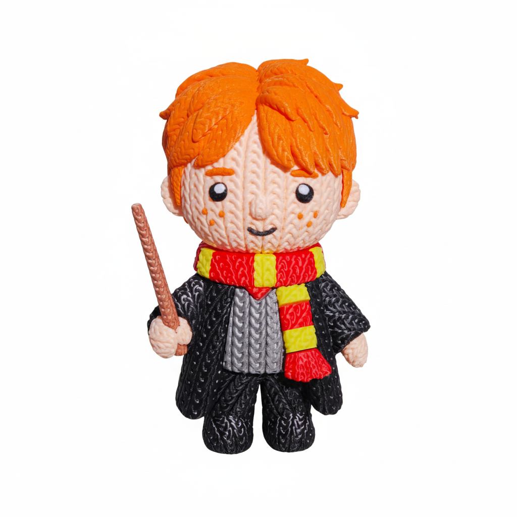 Boneco Ron Weasley 3D Estilo Crochet - Vista Frontal