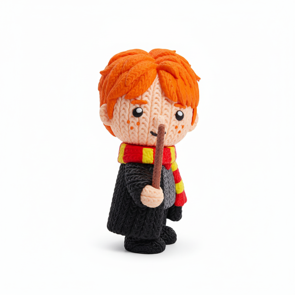 Boneco Ron Weasley 3D Estilo Crochet - Vista Lateral