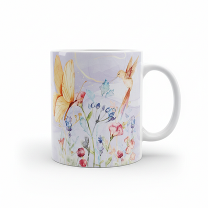 Caneca Borboleta & Beija-flor - fundo branco profissional