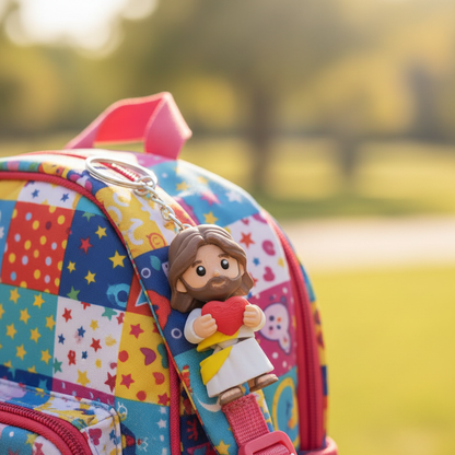 Jesus Chibi numa mochila