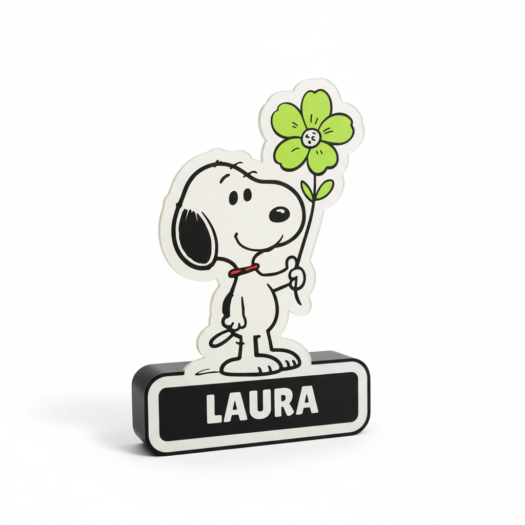 Luminária Snoopy desligada - ângulo lateral