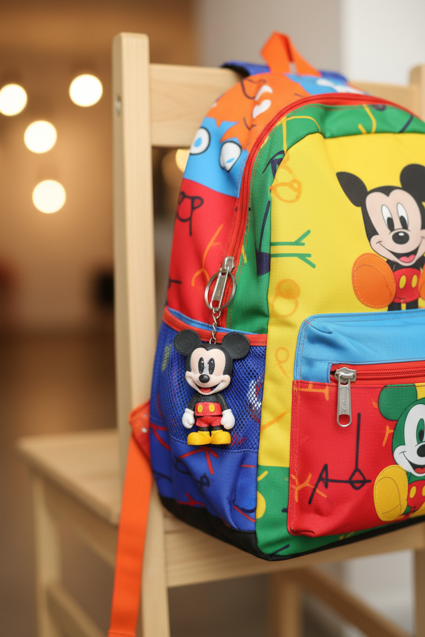 Porta-chaves Mickey Mouse com fundo de mochila