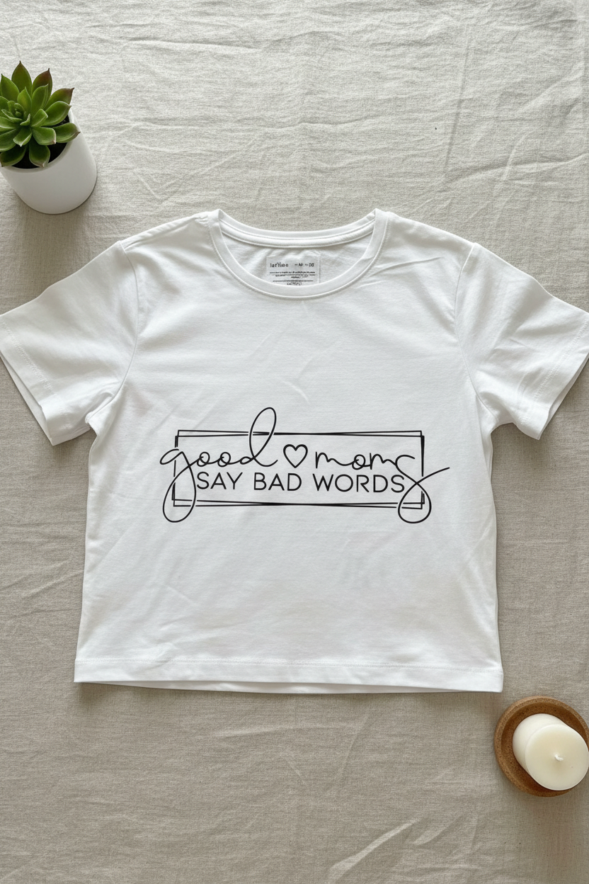 T-shirt flat lay - good moms